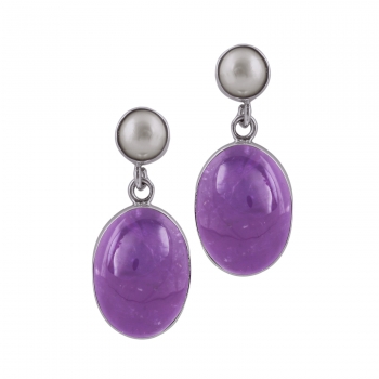 Top selling freshwater pearl and amethyst drop earrings 